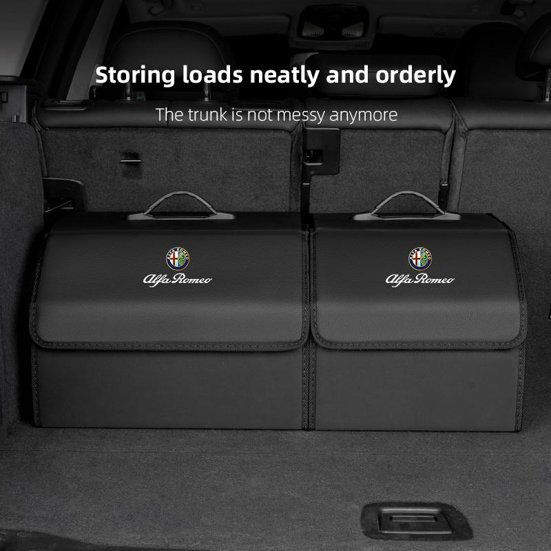 Scatola portaoggetti in pelle per bagagliaio auto Borsa organizer pieghevole per auto per Alfa Romeo Giulietta Mito 159 Giulia Stelvio 156 147 Tonale Brera GF8