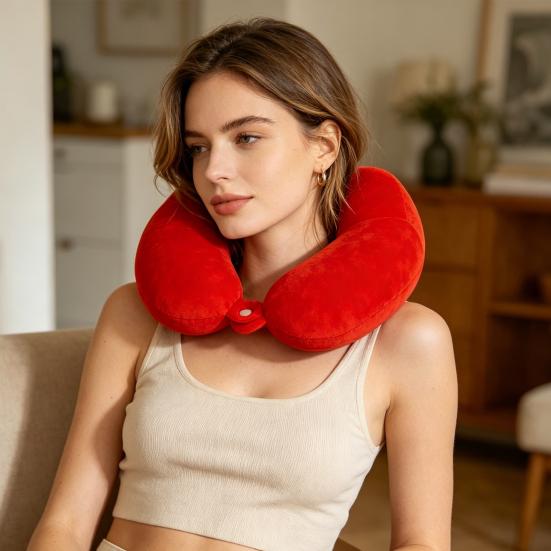 U-Shaped Pillow with Removable Cover, Neck Support Pillow for Travel Office Home, Lumbar Nap Cushion, Leg Lift Cushion, Cervical Relief Headrest