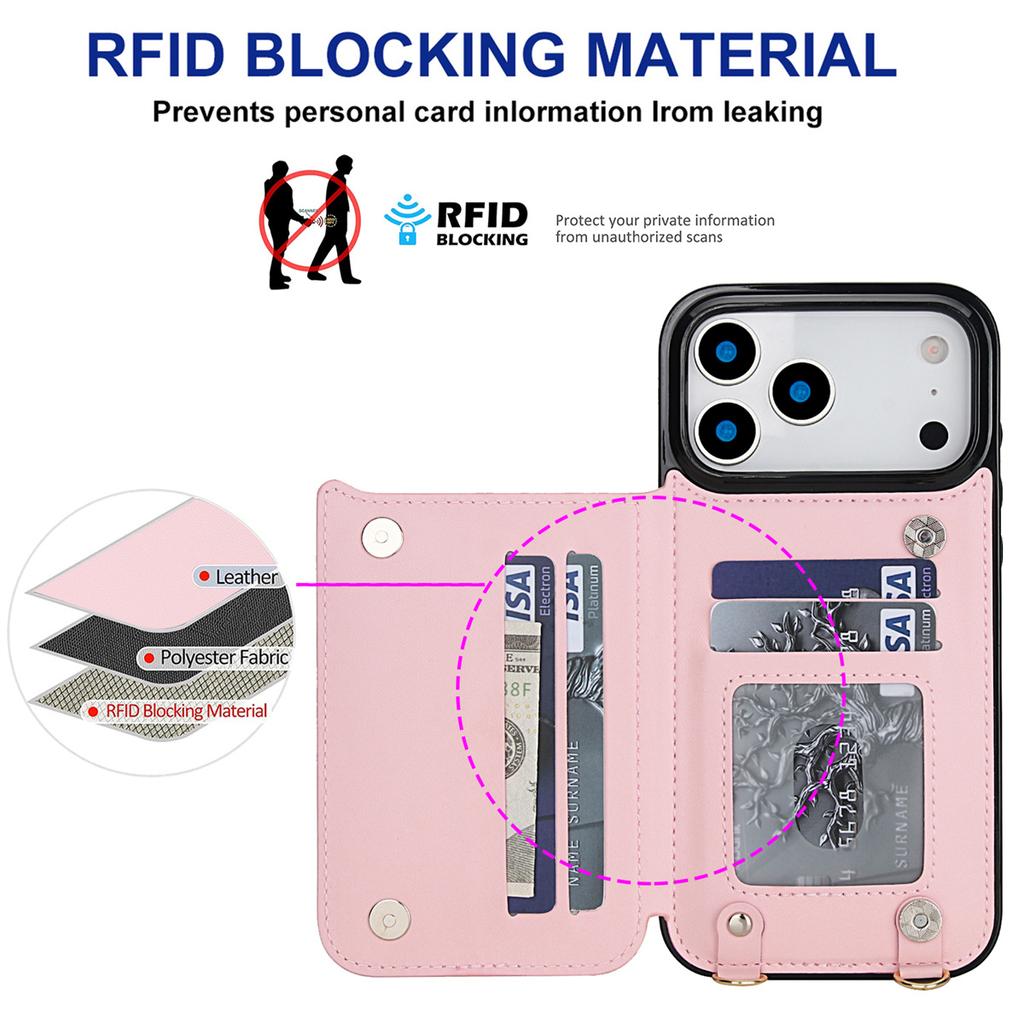 Crossbody Zipper RFID Wallet Card Slot Phone Case for IPhone 17 Pro Max 17 Air 16E 16 15 14 Plus 13 12 11 XR XS Leather Cover