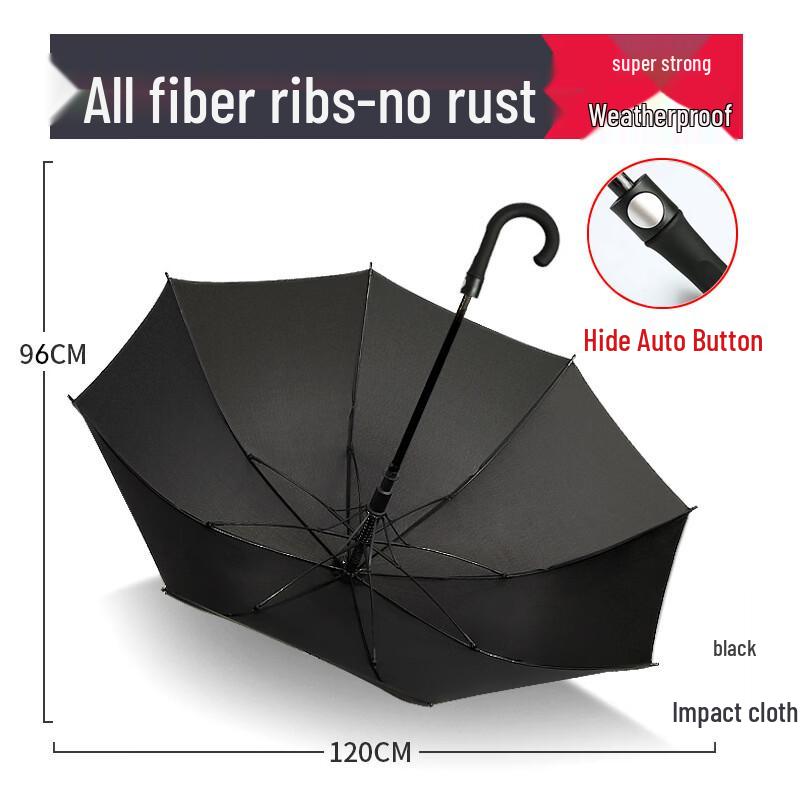 Hanyou Extra-Large 27-inch Fiberglass Curved Handle Straight Umbrella