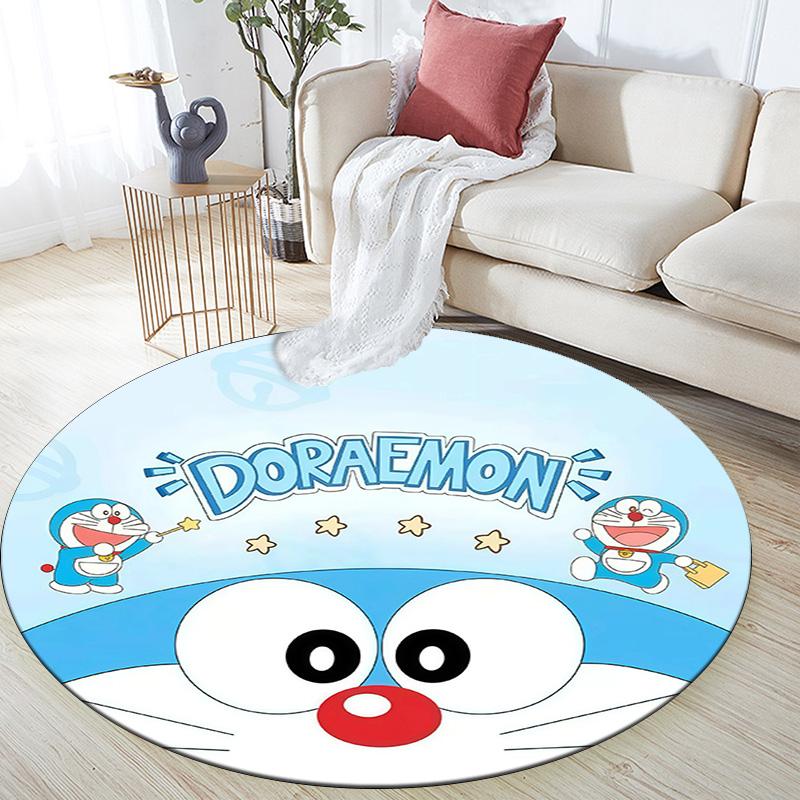 Doraemon3 Round Area Rug,Carpet Rug for Living Room Bedroom Sofa Playroom Decor,Non-slip Floor Mat