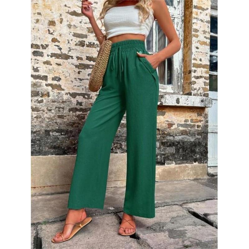 Damen High-Waist Elastischer Bund Lockerer Schnitt Gerade Beine Winter Freizeithose