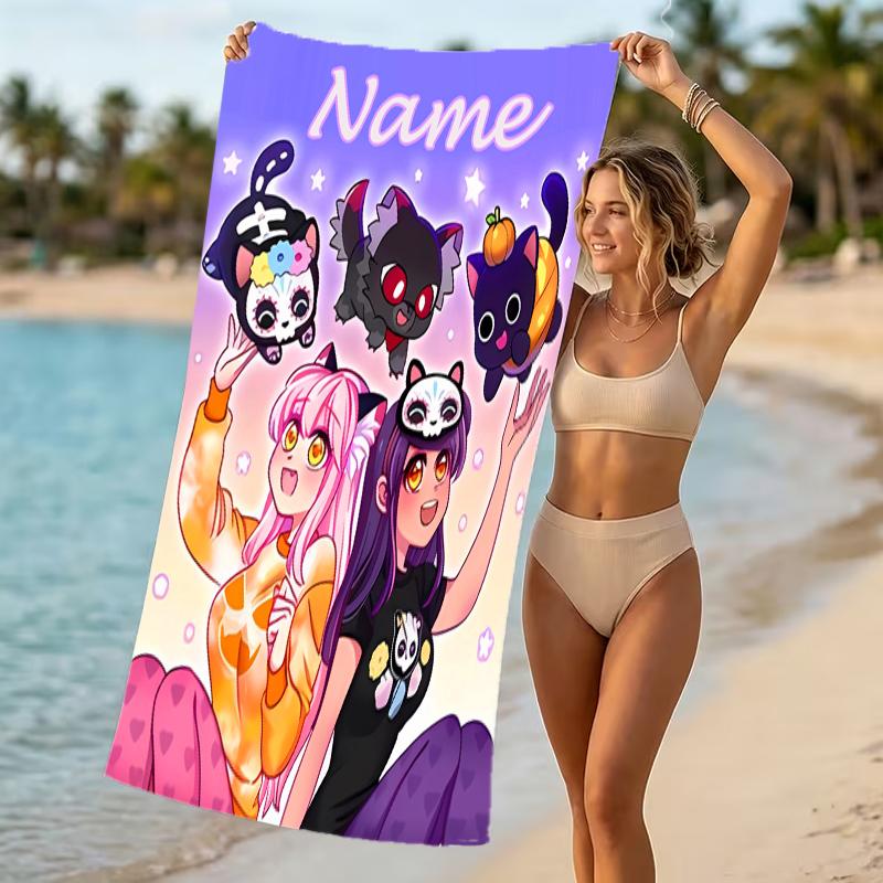 Customizable personalized beach towels Aphmau themed designs.Suitable for the beach, yoga, sports;ideal as beach accessories