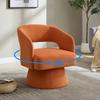360-Degree Swivel Accent Chair, Comfortable Velvet Barrel Chair, Open Back, Soft Foam Padding, Metal Swivel Base for Living Room/Bedroom/Office