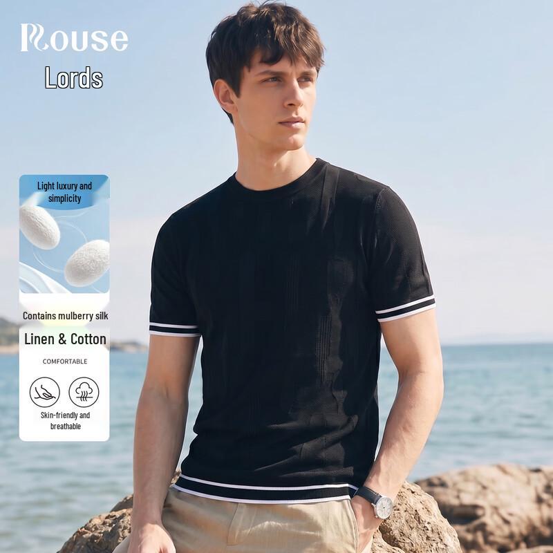 Men s Silk-Linen Blend Short Sleeve T-Shirt 48