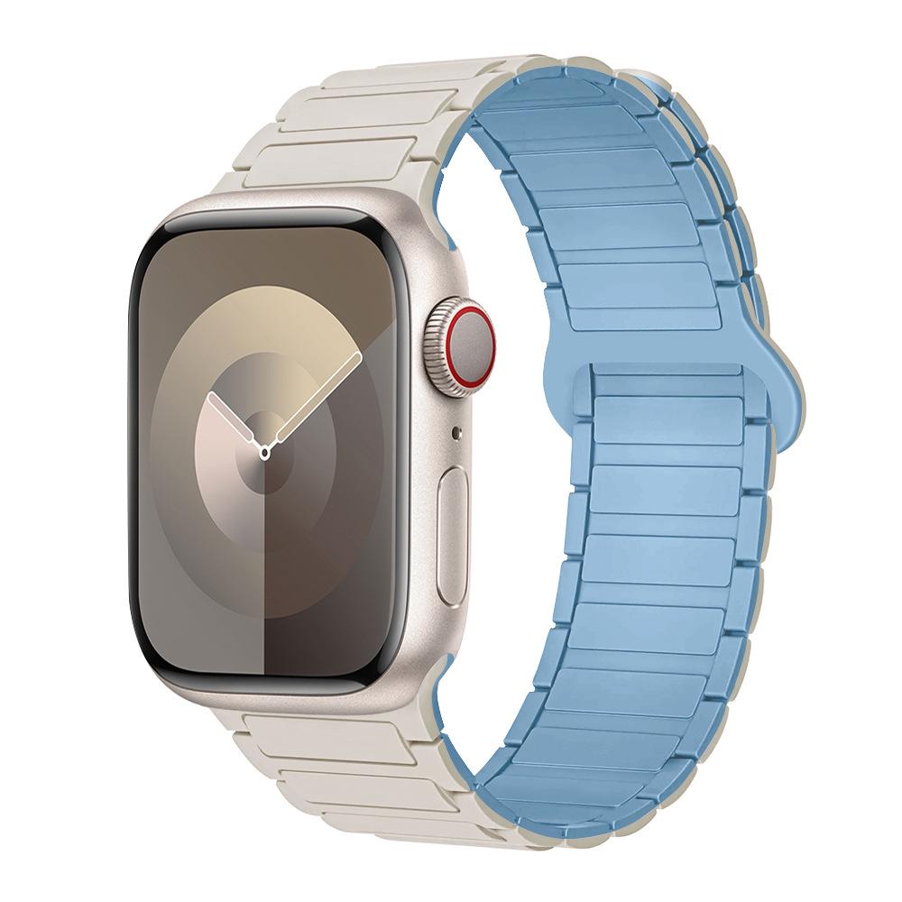Compatible Silicone Magnetic Buckle Band for Apple Watch Series 1-11, Ultra 3, SE 3 Three-Bead Style