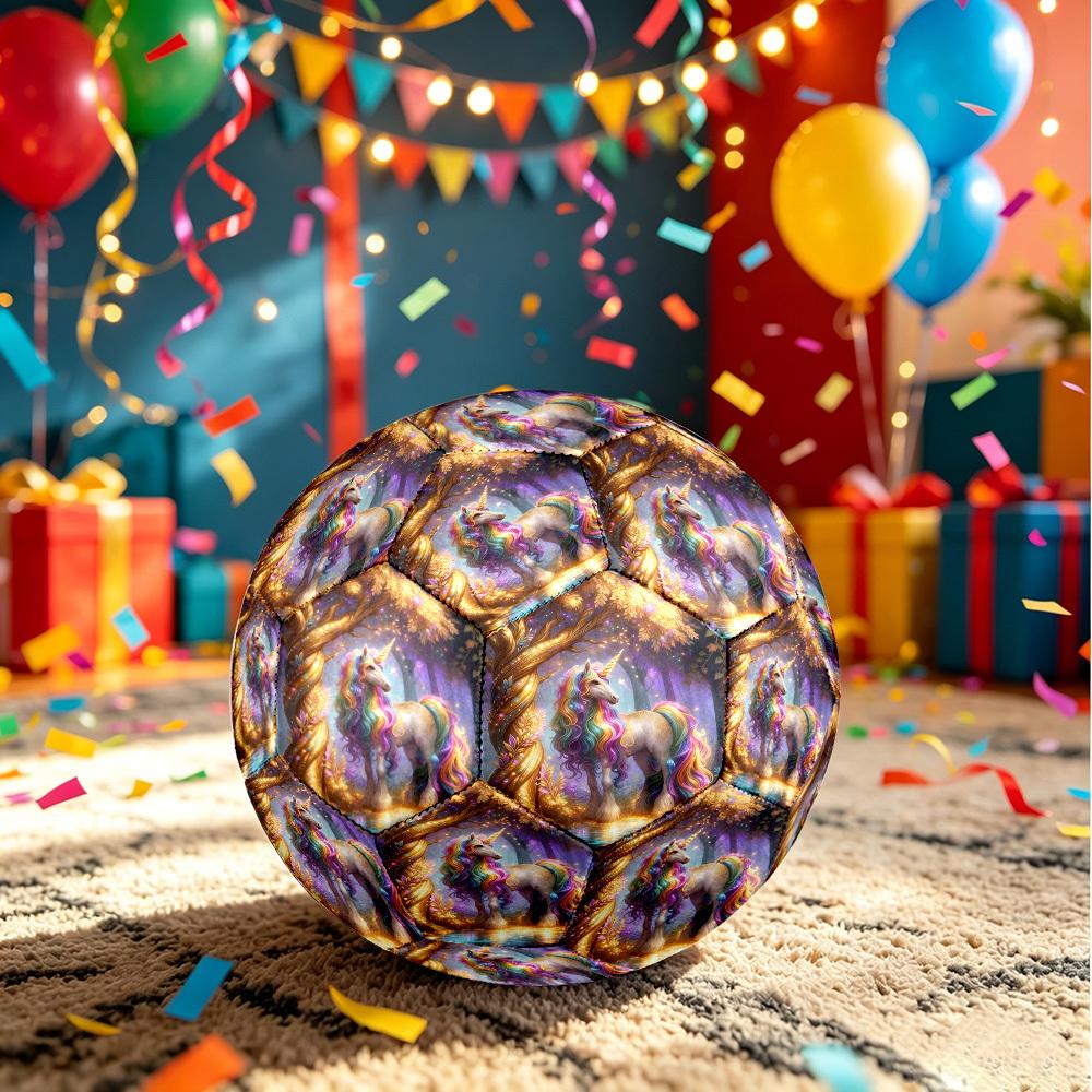 1pc Unicorn Forest Theme Soccer Ball Football, Size 5, Lightweight PVC, Outdoor Training Soccer Ball,Gift c65150