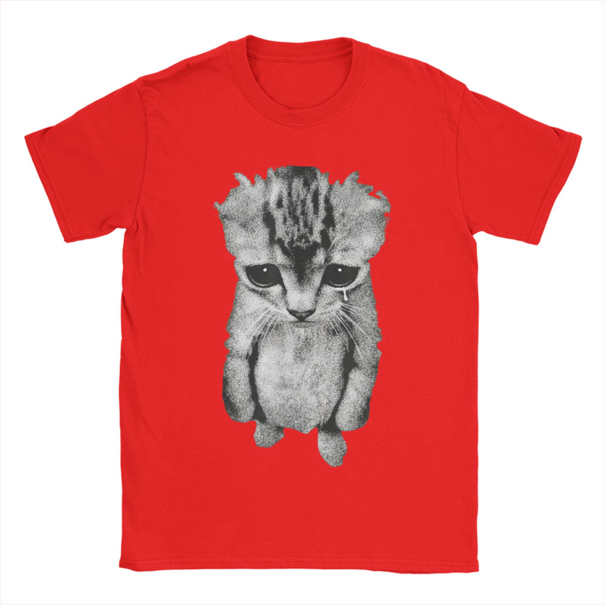 Кот Munchkin Котёнок Смешной Грустный Плачущий Кот Мем Любители Кошек Футболка Футболки Мужские 100% Хлопок Большие Размеры Футболки С Коротким Рукавом S