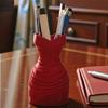 3D Printed Dress Desk Pen Holder, Makeup Brush Stand, Dress Shape Pencil Storage Organizer, Tabletop Novelty Pencil Rack for School & Office