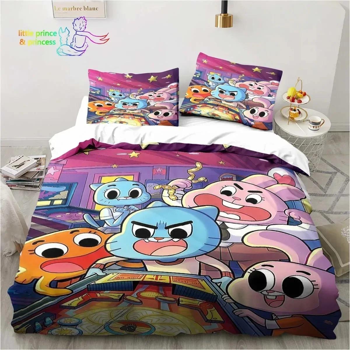 

Amazing World Gumball 3D Printed Комплект постільної білизни Single Twin Full Queen Size Bed Set Adult Kid Bedroom Spaling Set US King 264x228cm