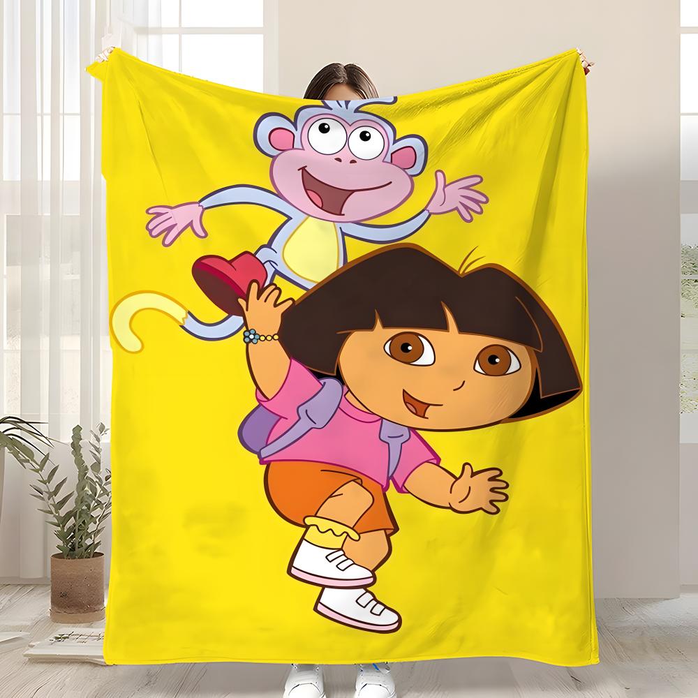 CARTOON D-Dora the ExplorerS Throw Soft Coral Fleece Blanket 310gsm Fluffy Warm Throw for Sofa Bed Couch Bedroom Decor