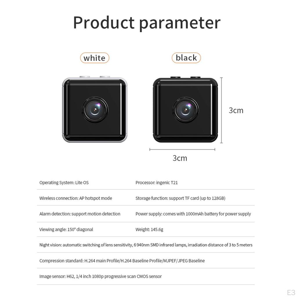 150 ° Wide-angle Night Motion Camcorder Camera (for Home Security)