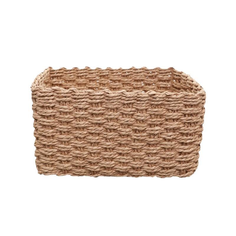 Cesto Portaoggetti in Paglia Intrecciato a Mano Casa Soggiorno Giocattoli Cosmetici Organizer per Disordine Design Moderno Minimalista