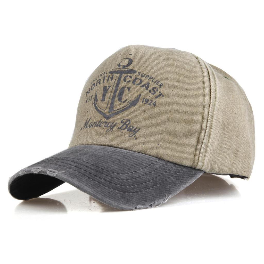 Vintage American Lettering Baseball Cap with Sun Protection In Washed Style