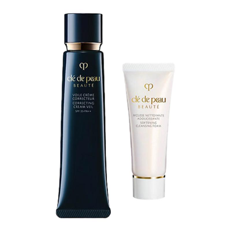 Clé De Peau Beauté (Cpb) Correcting Cream Veil And Softening Cleansing Foam Set Correcting Cream Veil 37ml+Softening Foam 20ml