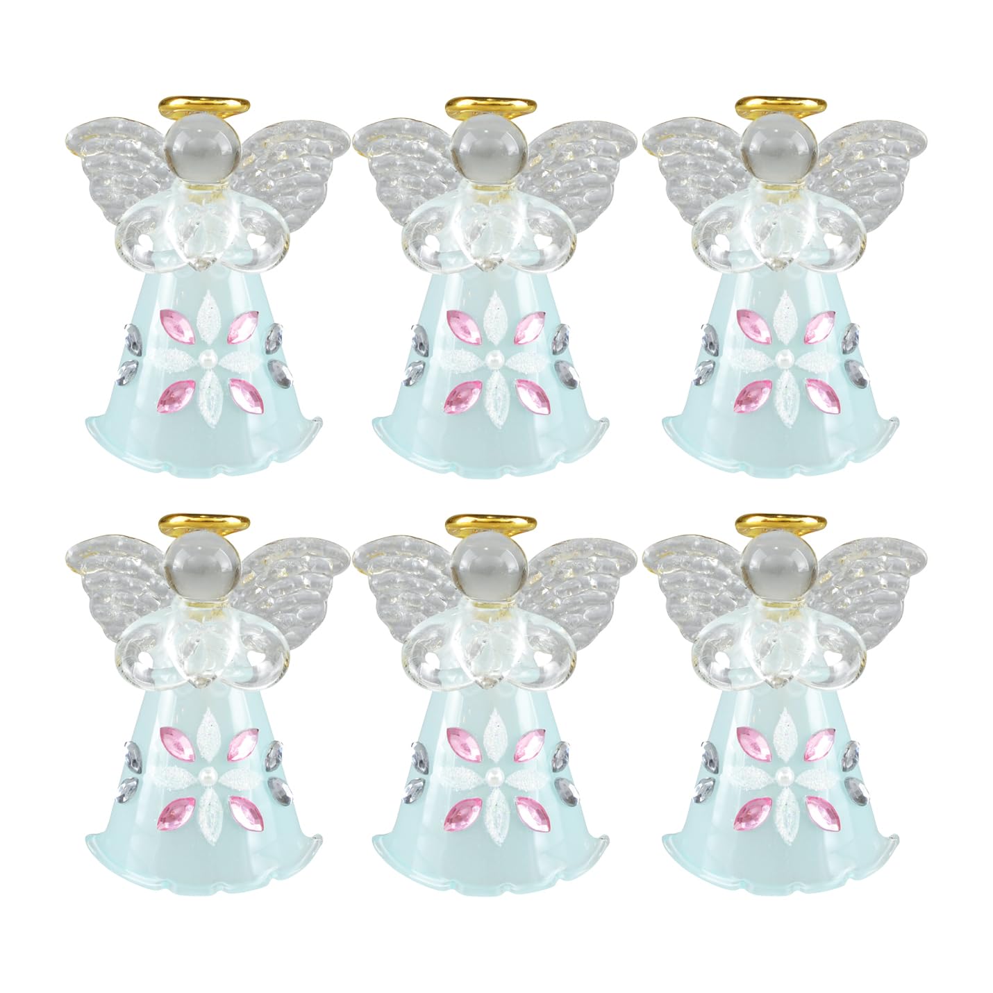 

Fourcart Милый набор колокольчиков «Маленькая прима-ангел» из стекла ручной работы, 6 штук