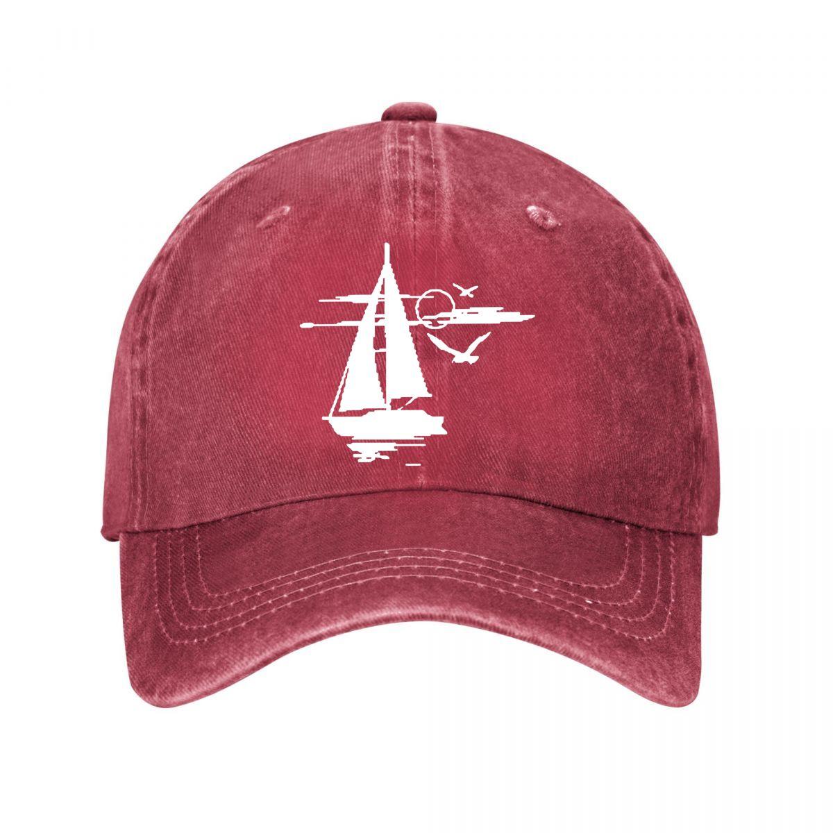 Vintage Black Baseball Cap Sailboat Heart New Vintage Washed Cotton Baseball Cap Parent Kids Sun Hats Adjustable