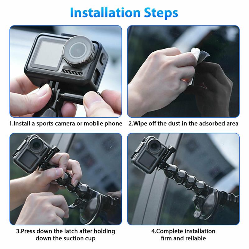 Car Suction Cup Mount Phone Holder Adjustable Angles Video Navigation Bracket Compatible For Gopro