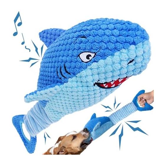 Dog Toys for Large Breeds, Squeaky Dog Toys for Aggressive Chewers, Plush Dog Chew Toys for Teething, Puppy Toys to Keep Busy and Tug of War with