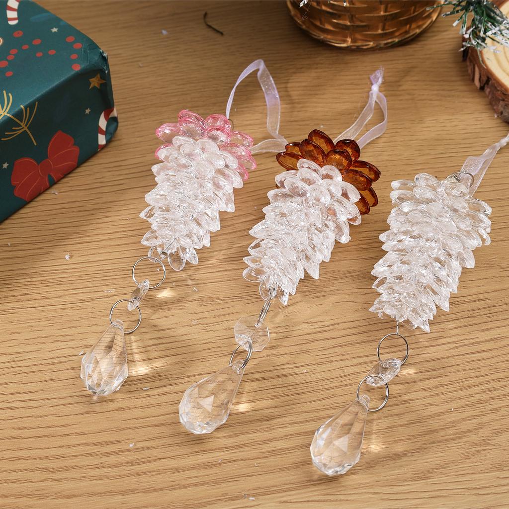 10/1pcs Acrylic Simulated Pine Cone Pendants Color Transparent Crystal Hanging Pendant for Xmas Tree Ornaments Home Party Decor
