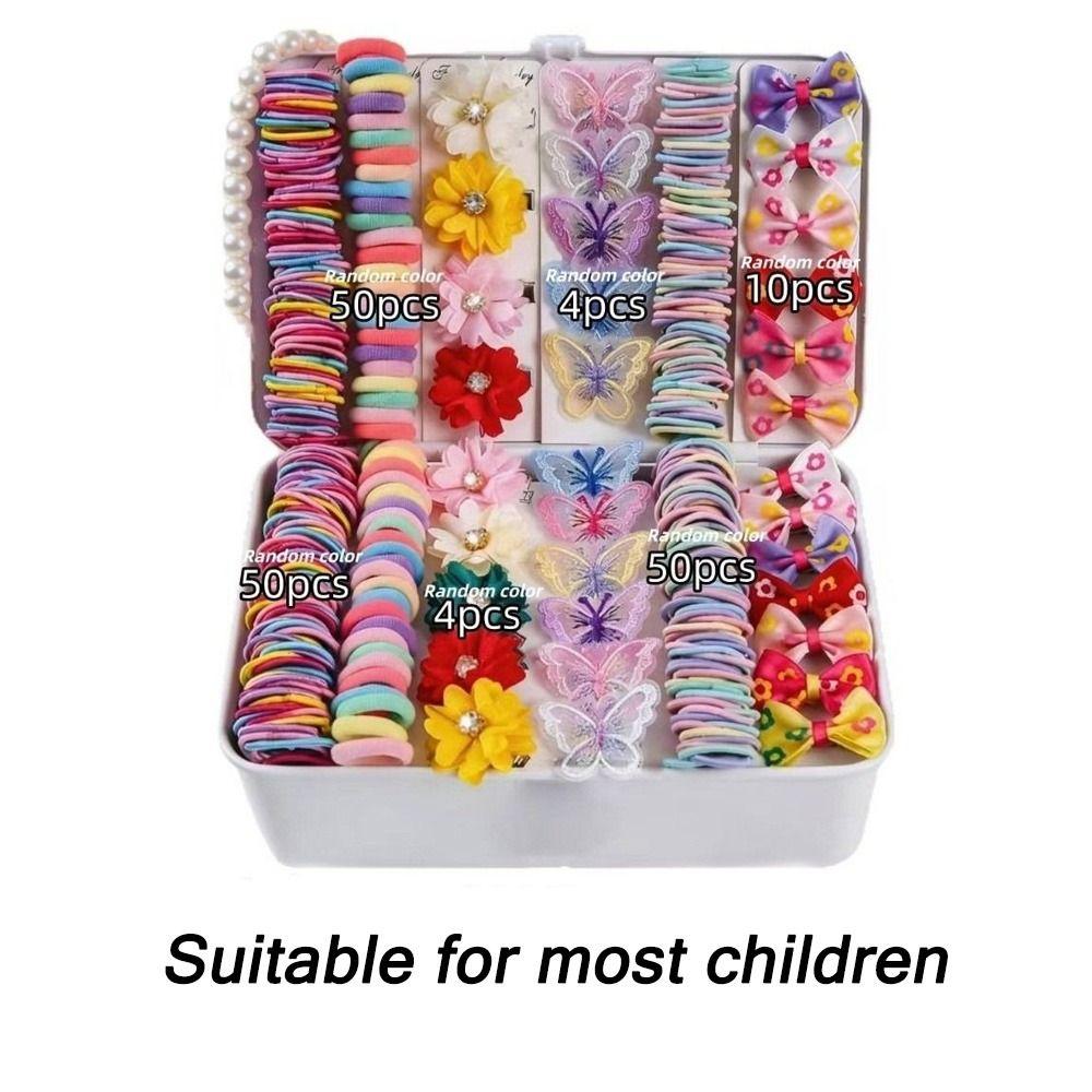 Colorful Hair Accessories Set No Hurt Hair Hair Clips Bow Hair Ties  Princess Gift Set