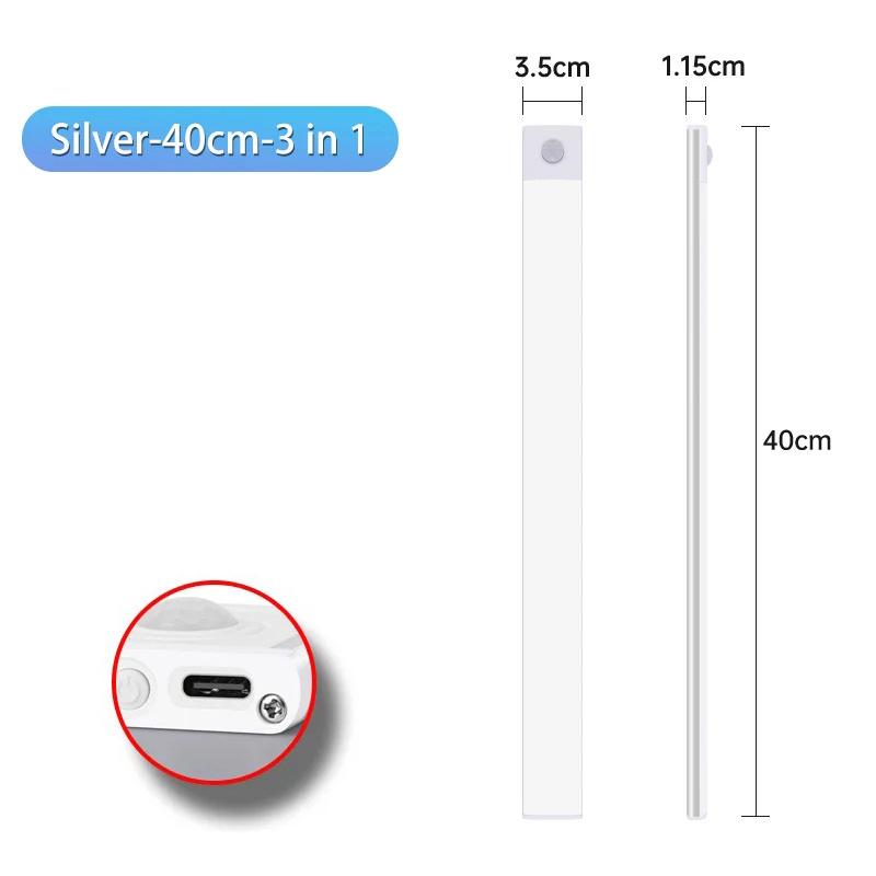 Under Cabinet Led Lights Motion Sensor Night Light USB Rechargeable Wireless Lamps for Kitchen Cabinet Bedroom Wardrobe Lighting