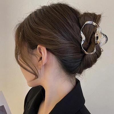 Wave Metal Hair Clip Half-up Shiny Silver Hairpin