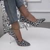 Zapatos de Moda para Mujer Tacones Altos Poco Profundos para Mujer Venta Caliente Estampado de Leopardo Zapatos de Fiesta para Mujer Tacones Sexy de Punta para Mujer
