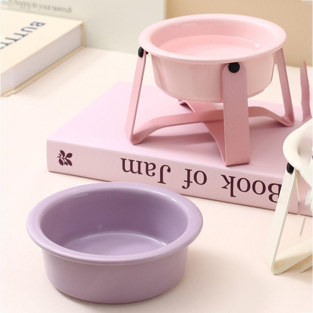 Ceramics Cat Feeding Bowl Iron Frame Protecting Drinking Water Bowl Creative Pet Bowl Feeder  Home