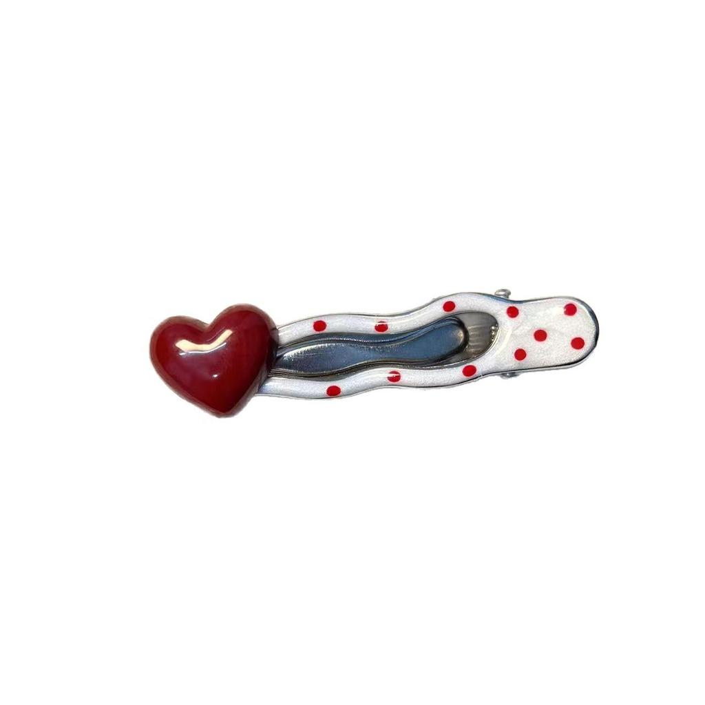 Korean Red Polka Dot Duckbill Clip for Women - 2025 New High-End Versatile Hair Accessory