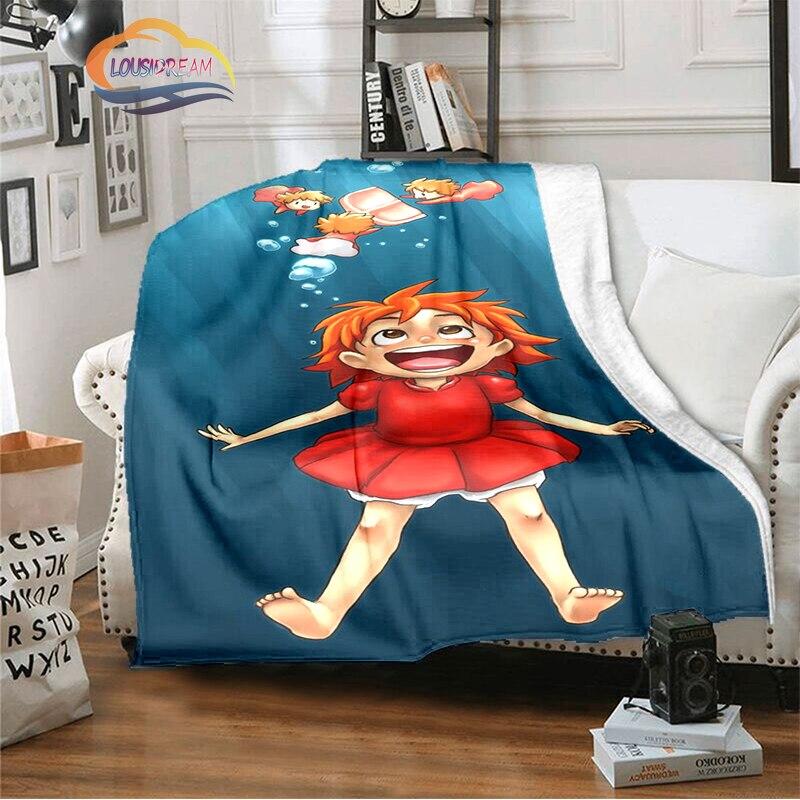 Ponyo On the Cliff Cute Cartoon Blanket Miyazaki Hayao Animation Series Blanket Four Seasons Blanket for Children and Adults