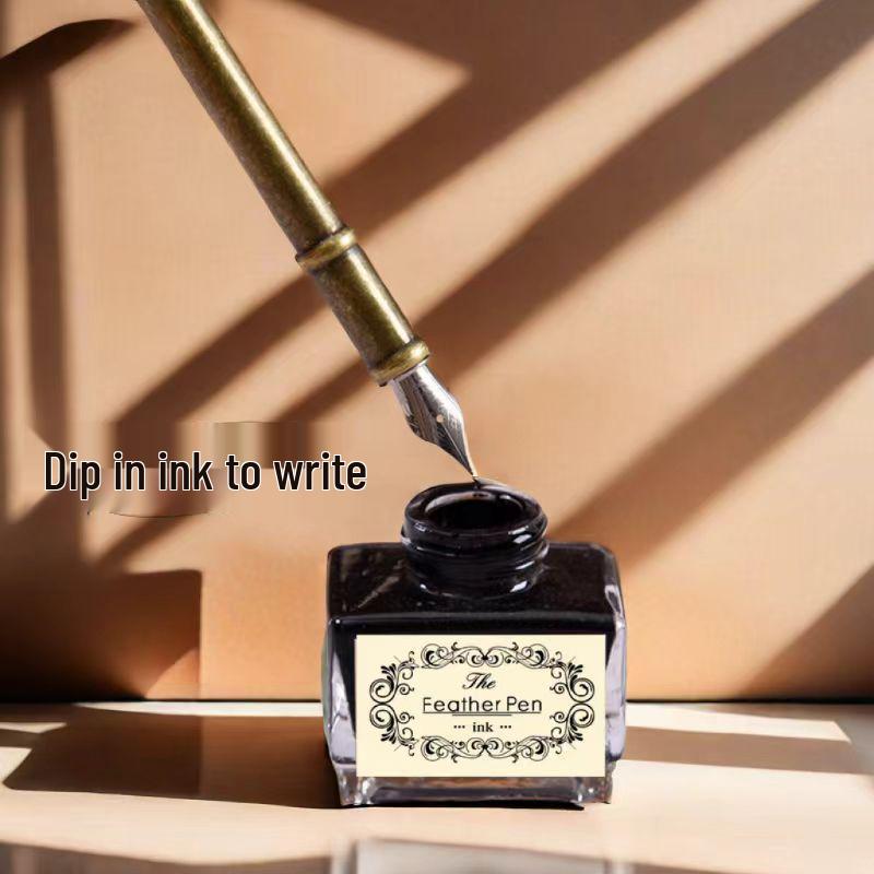 Harry Potter Gold-Sprinkled Fountain Pen Set - Retro Dip Quill Gift