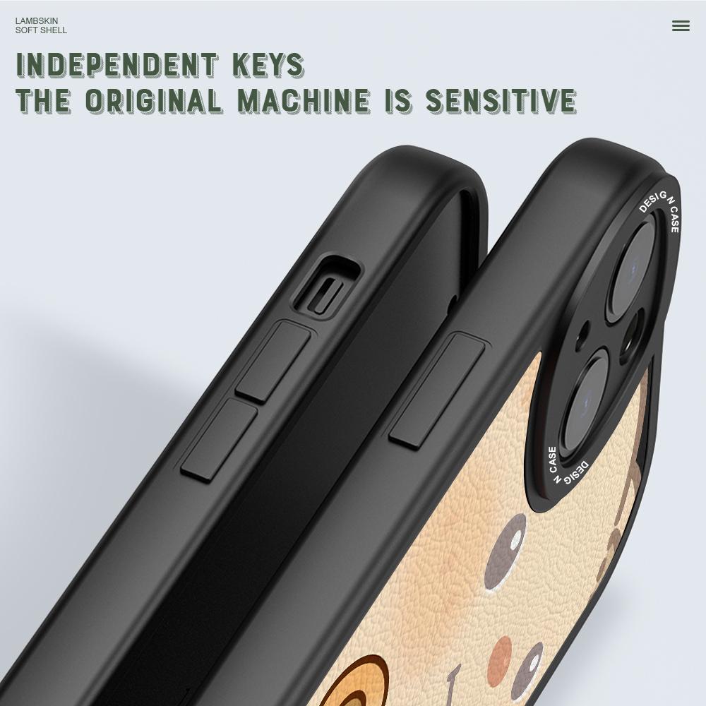 Cartoon Bär Weiches PU-Leder Vollständiger Objektivschutz Hülle für iPhone 15 14 13 12 11 Pro Max Huawei P30 Pro P40 Lite Vivo Y15 Y18 Y20