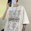Vintage Printed American Pullovers Men's Clothing Basic Round Neck Summer Letter Youthful Vitality Short Sleeve Loose T-shirts