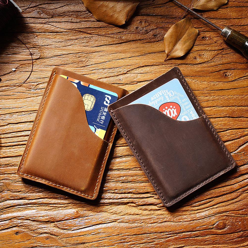 Retro Crazy Horse Leather Ultra-Thin Card Holder: Top Layer Cowhide with Multifunctional Storage