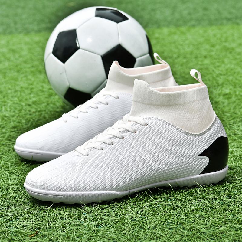 Men's Football Boots Rubber Soft Sole Short Nail Artificial Turf Leather Youth Kids Football Shoes