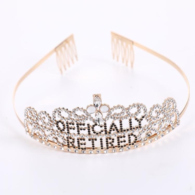 Regalo tema pensione diadema accessori festa cerimonia di pensionamento corona con lettere cinturino per diadema set combinato premio