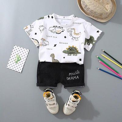 Estate Nuovo Neonato Modello Dinosauro Manica Corta+Pantaloncini Coreani Eleganti Set 2 Pezzi