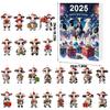 Cow Christmas Calendar 24 Days Cartoon Animal 2D Acrylic Hanging Ornaments Festive Countdown Calendar Christmas Tree Decorations
