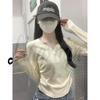 Autumn/Winter Korean Style Slim V-neck Pleated Solid Long-sleeve T-shirt