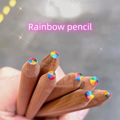 6 Stück Regenbogen-Farbstift, 4-in-1-Buntstifte zum Zeichnen, Schreibwaren, Schulbedarf