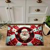 1pc Festive Santa Claus Christmas Mat -  Thickened  Non-Slip Machine Washable Rectangular Floor Mat with Red