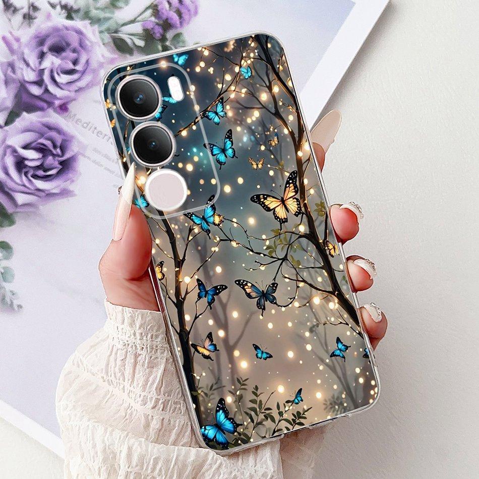 For Vivo Y19S V2419 Elegant Floral Butterfly Painting Phone Case For Vivo Y19s Y 19S 4G Soft Silicone TPU Cases