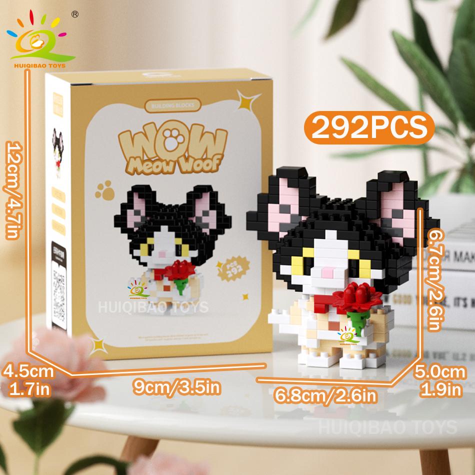 MINI Working Cat Pet Dog Micro Model Building Block Set Kids City Cartoon Animal Diamond Bricks Educational Toys Adult