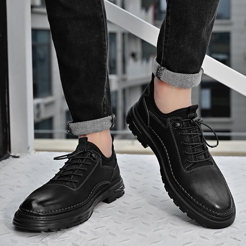 Men's Casual Leather Shoes Breathable Comfortable Men's Business Oxford Leather Flats Shoes Outdoor Fashion Men Flats