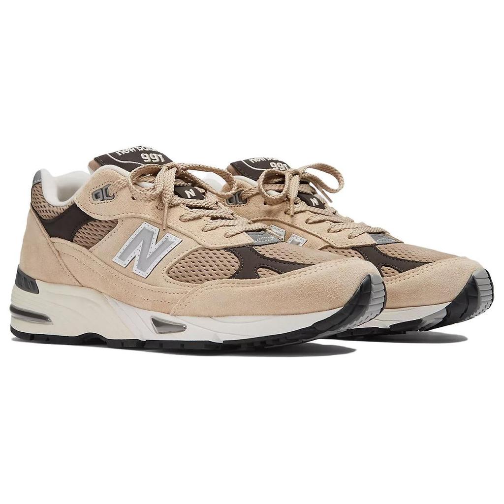 New Balance 991 תוצרת אנגליה חבילת פינאלה - חאקי בהיר נעלי סניקרס לגברים חום כסוף-מינק דליסיוזו M991CGB