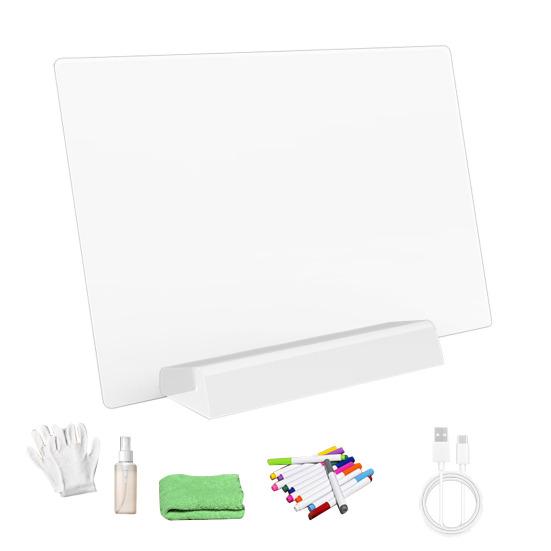 LED Light-Up Message Board Rechargeable Acrylic Memo Board for Kids Erasable Glowing Planner & Drawing Tablet