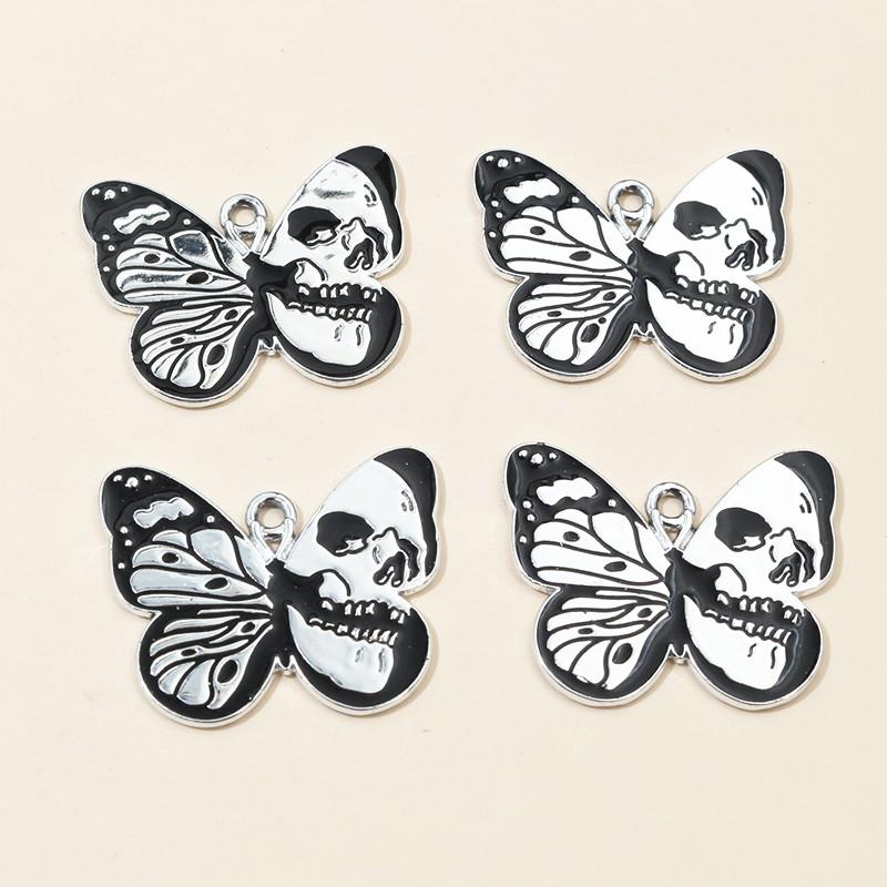 10pcs Skull Butterfly Charms Pendant Enamel Gothic Punk Style DIY Jewelry Making Accessories Necklace Bracelet Findings