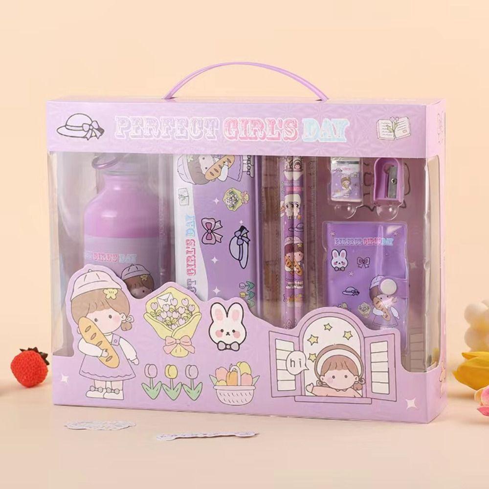 Pencil Sharpener Students Prize Set Pencil Eraser Stationery Set with Tumbler Birthday Present