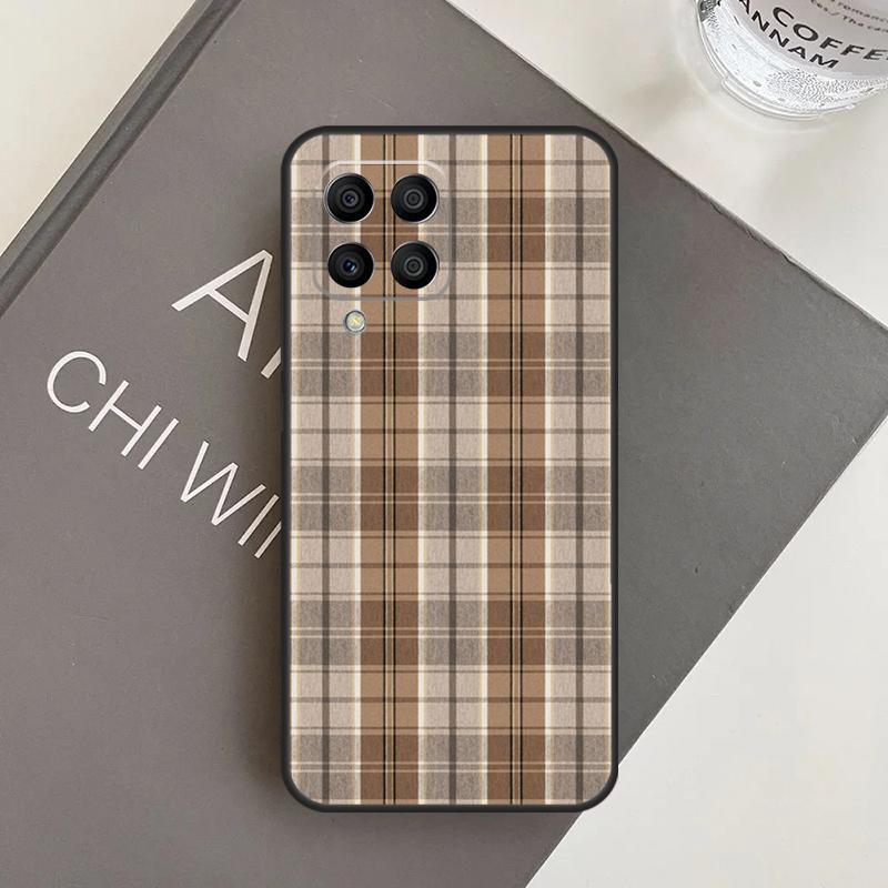 Brown Plaid Case For Samsung Galaxy M11 M21 M31 M20 M23 M54 M14 M34 M13 M52 M32 M12 M16 M36 M56 M15 M55